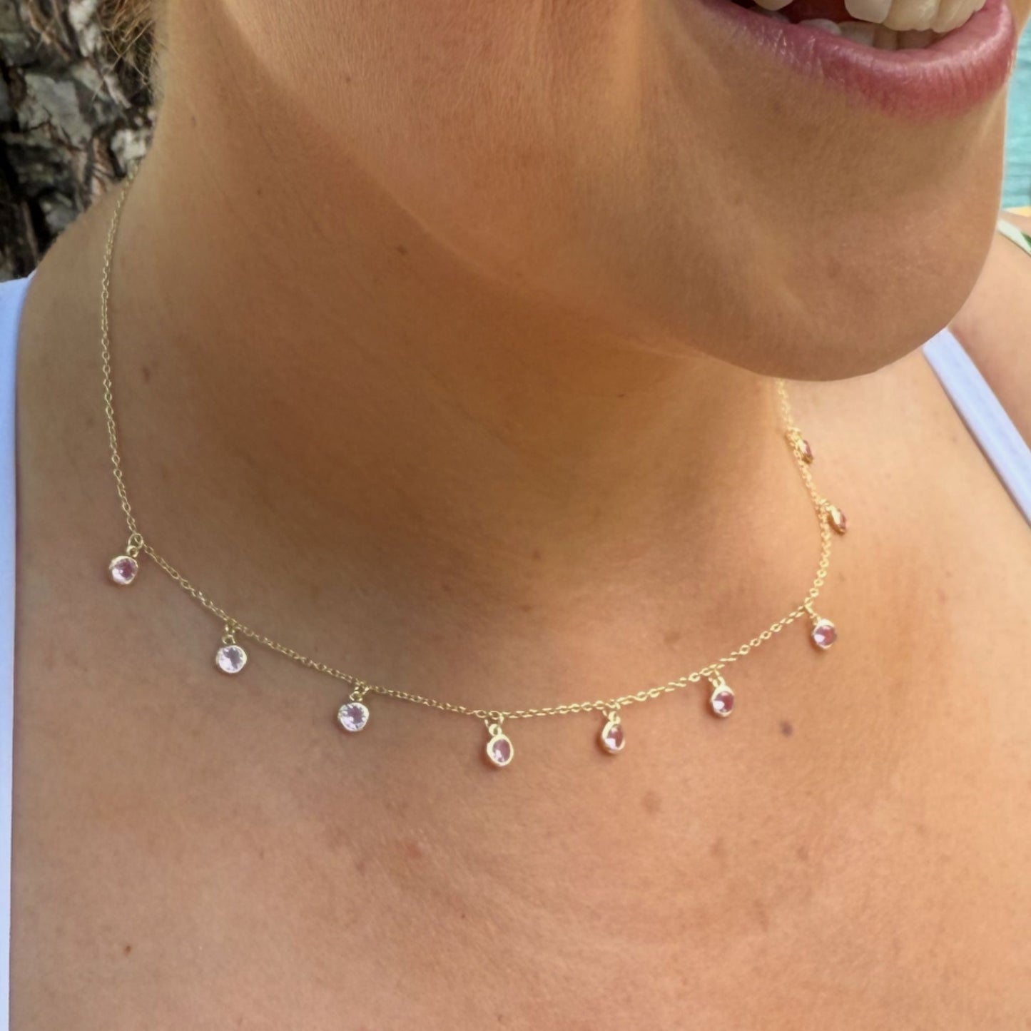 Pink Tourmaline Droplet Necklace