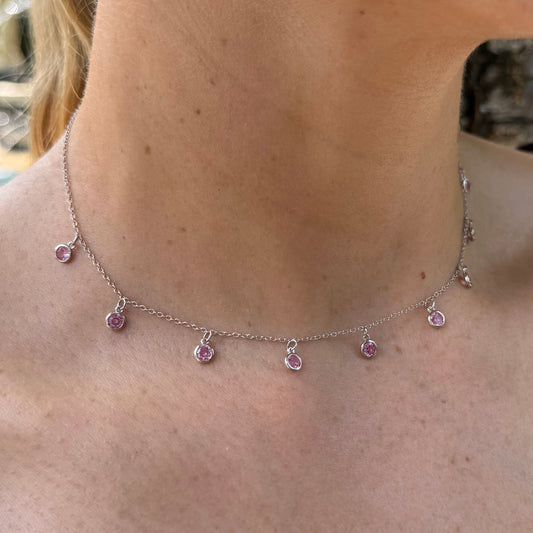 Pink Tourmaline Droplet Necklace