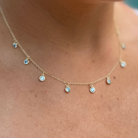 Aquamarine Droplet Necklace