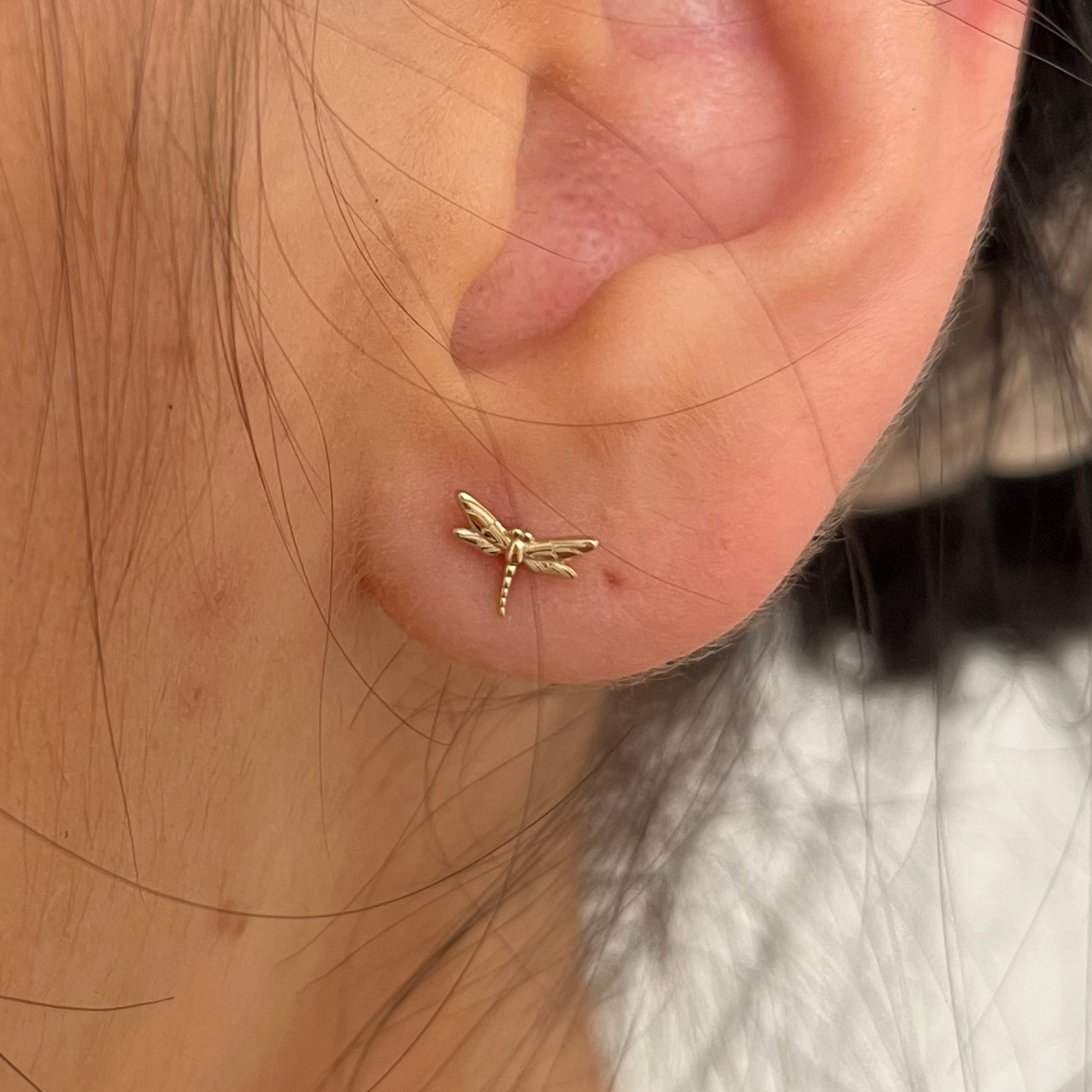 Solid Gold Dragonfly Studs