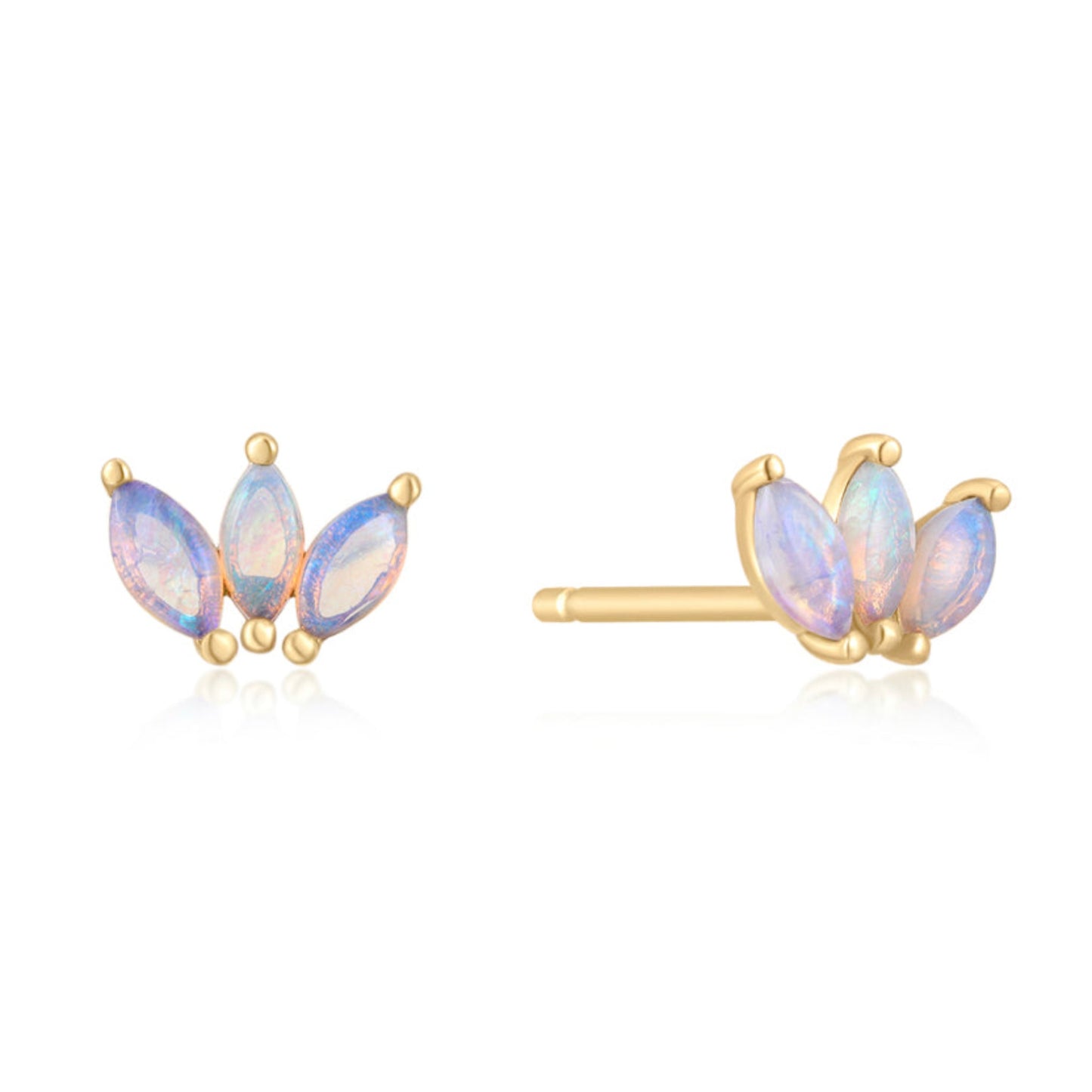 Solid Gold Opal Trinity Studs