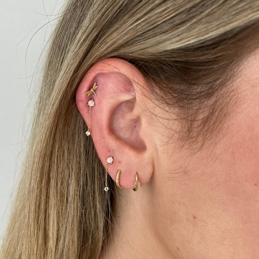 Solid Gold Opal Pendulum Studs