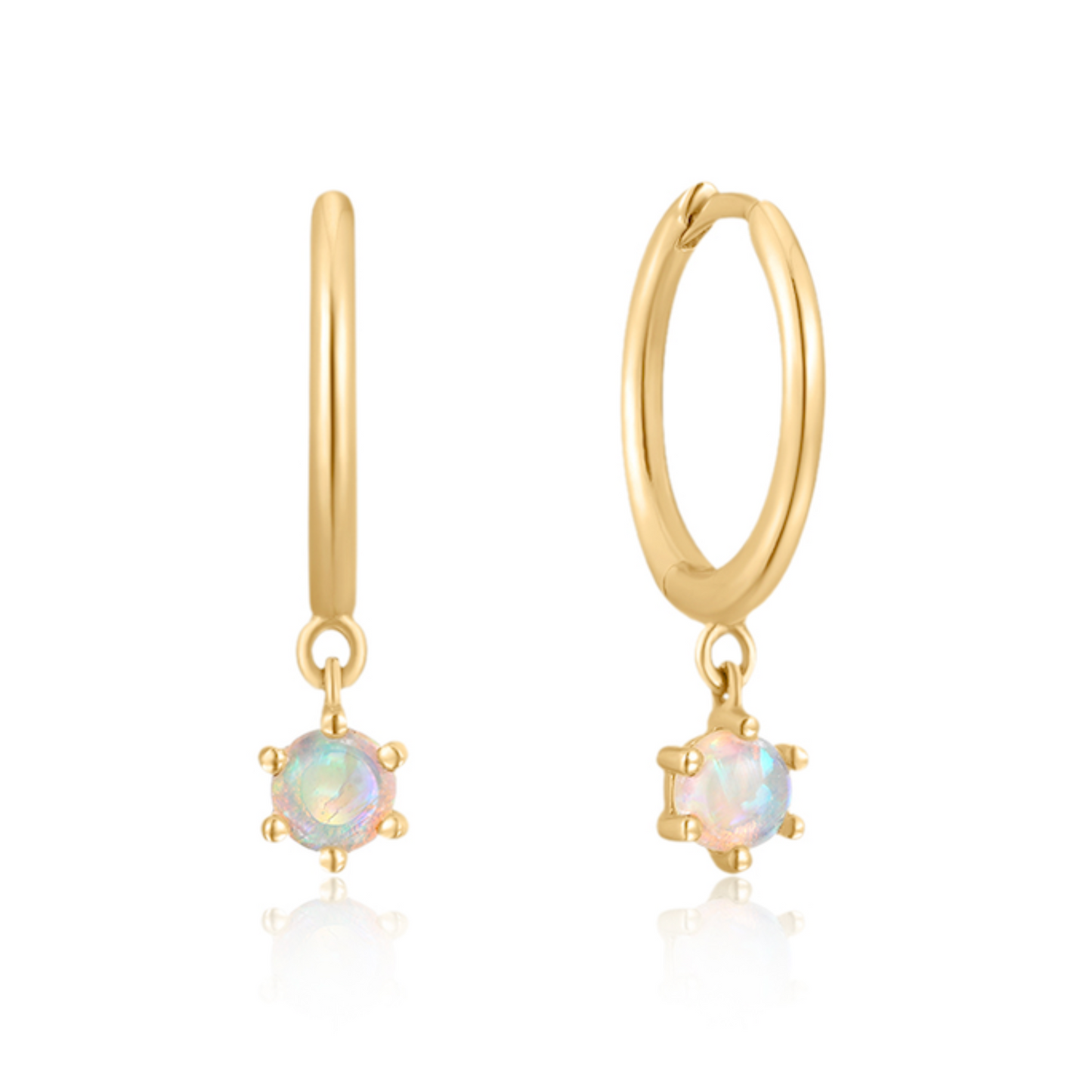 Solid Gold Opal Pendant Huggies