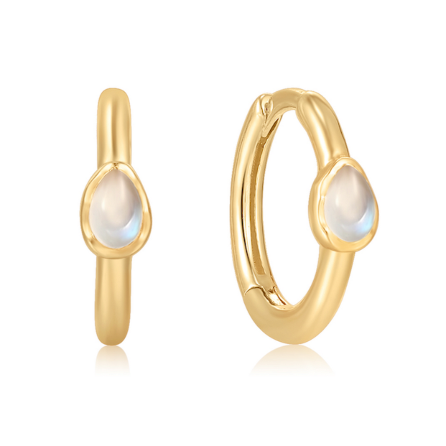 Solid Gold Moonstone Huggies