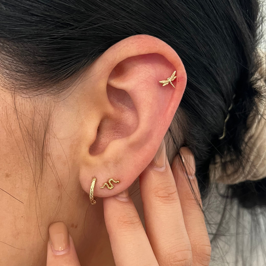 Solid Gold Dragonfly Studs