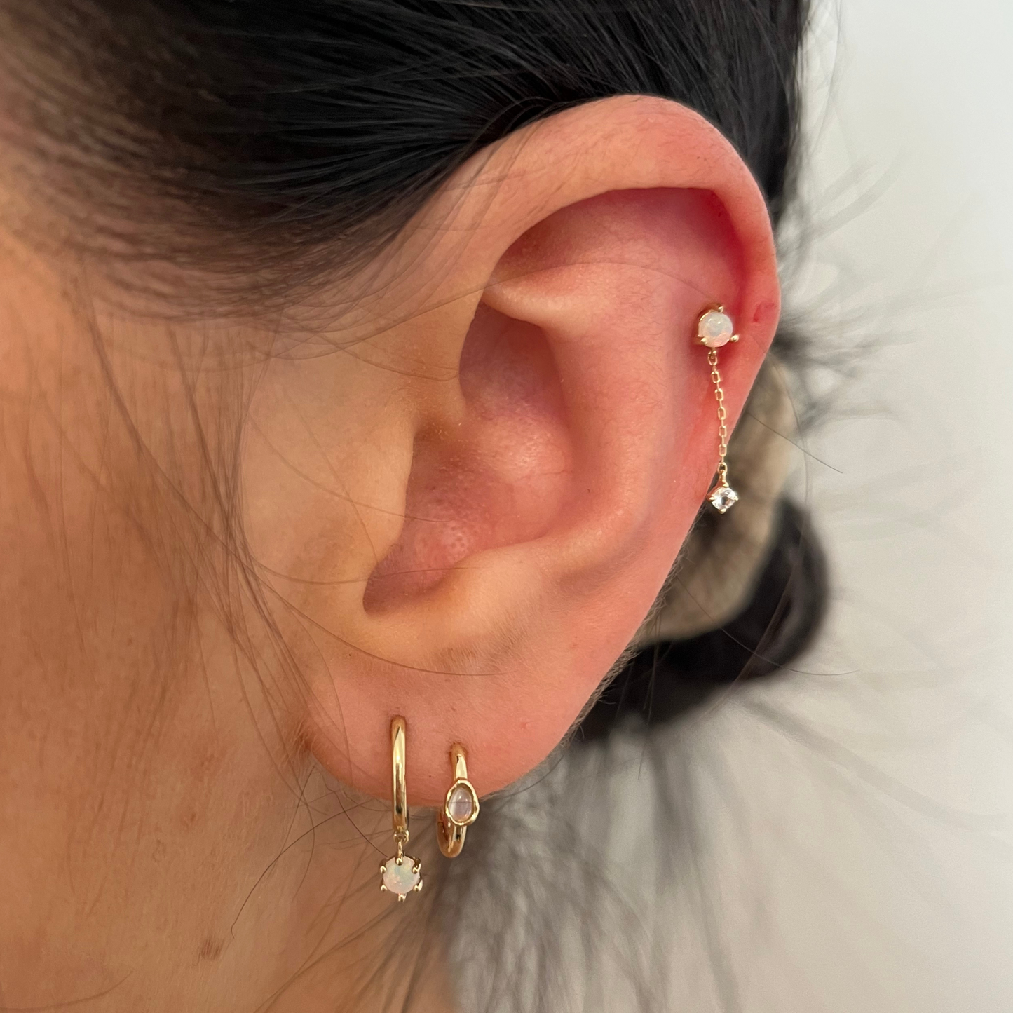 Solid Gold Moonstone Huggies