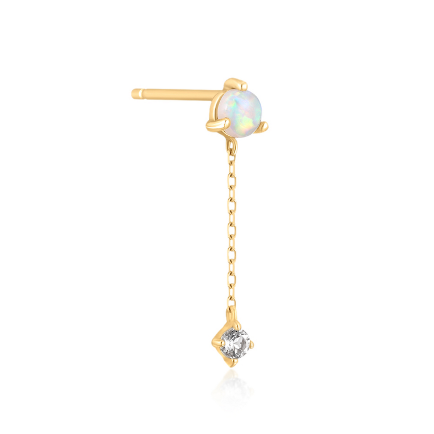 Solid Gold Opal Pendulum Studs