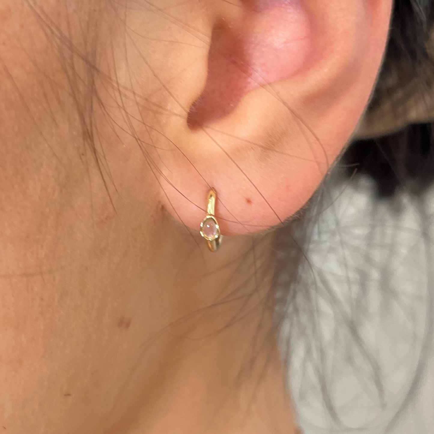 Solid Gold Moonstone Huggies
