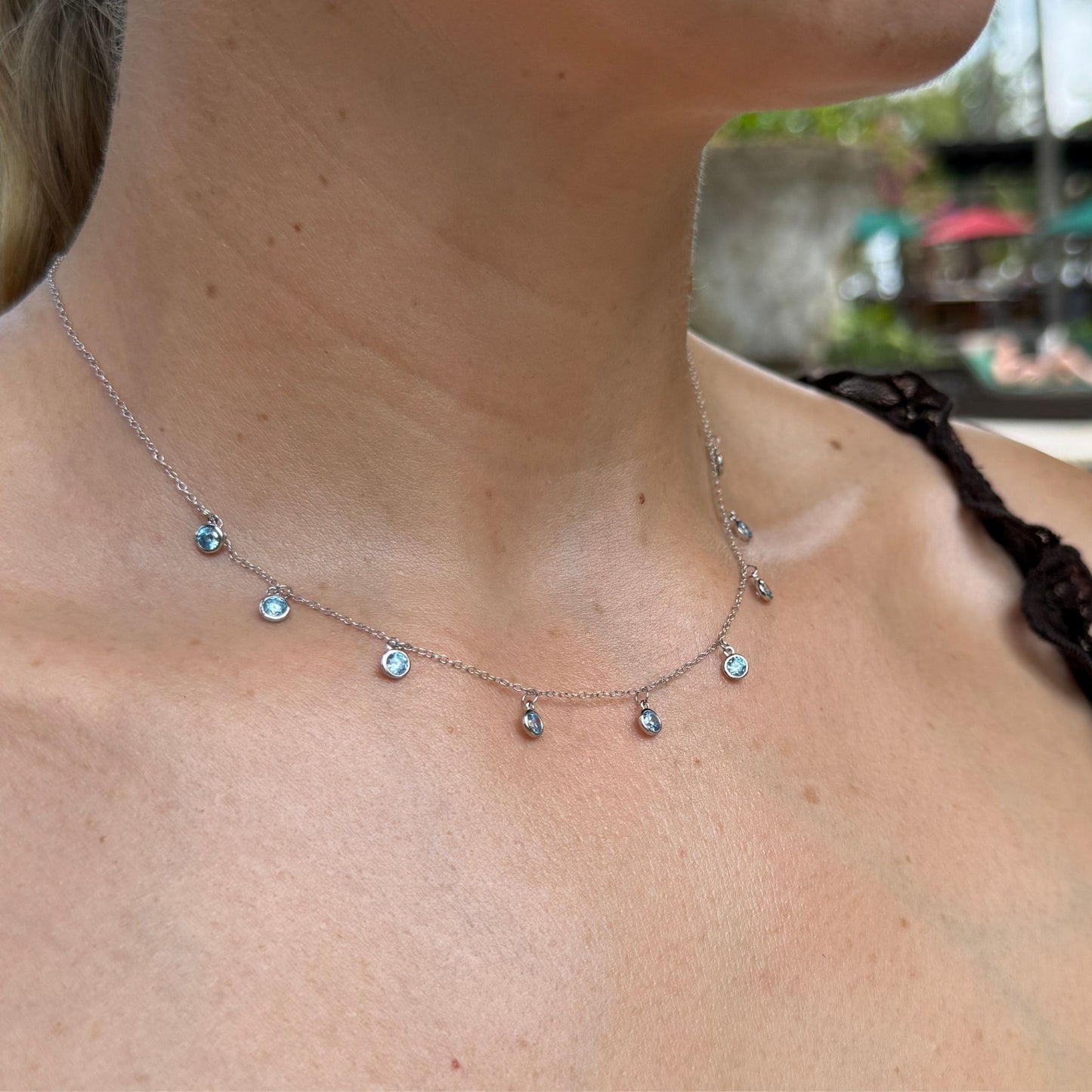 Aquamarine Droplet Necklace